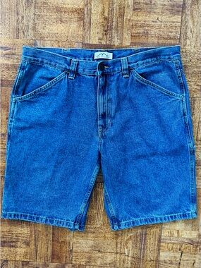 Men's Sz 38 Blue Denim Jean Shorts Carpenter Cargo Style